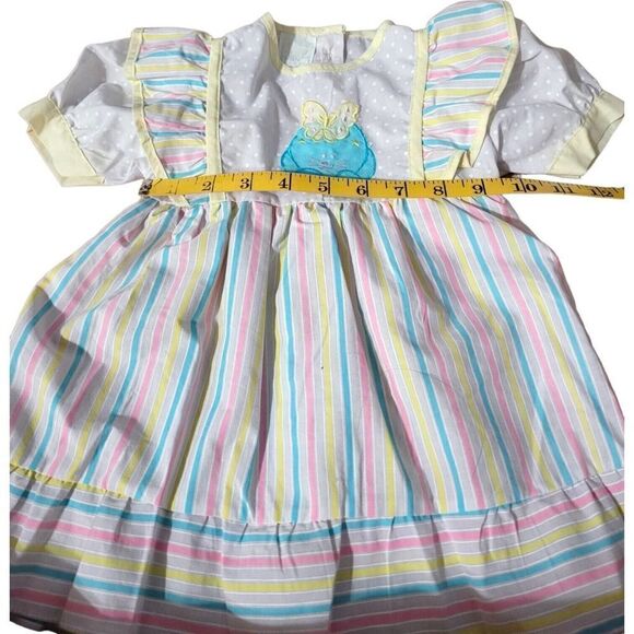 Vintage Tuff Cookies Candy Stripe Embroidered bunny rabbit dress & bloomer set - Picture 4 of 7